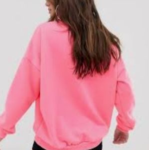 Pink Drop Shoulder Ribbed Trim Oversized Sweatshirt